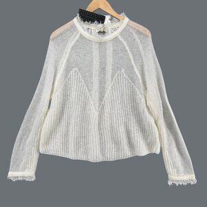 Anthropologie Cream Sheer Knit Sweater